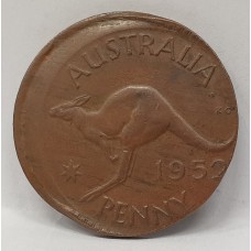 AUSTRALIA 1952 . ONE 1 PENNY . ERROR . RARE OFF CENTRE MIS-STRIKE